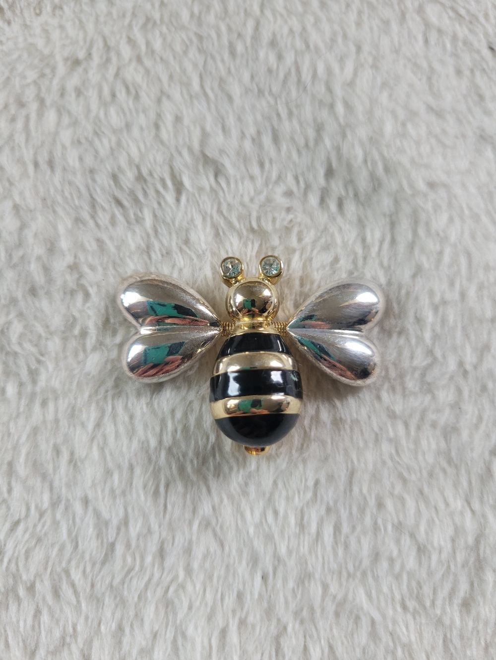 Cute VTG Shiny Gold/Black Movable Bumblebee Brooch Pin - Picture 8 of 9